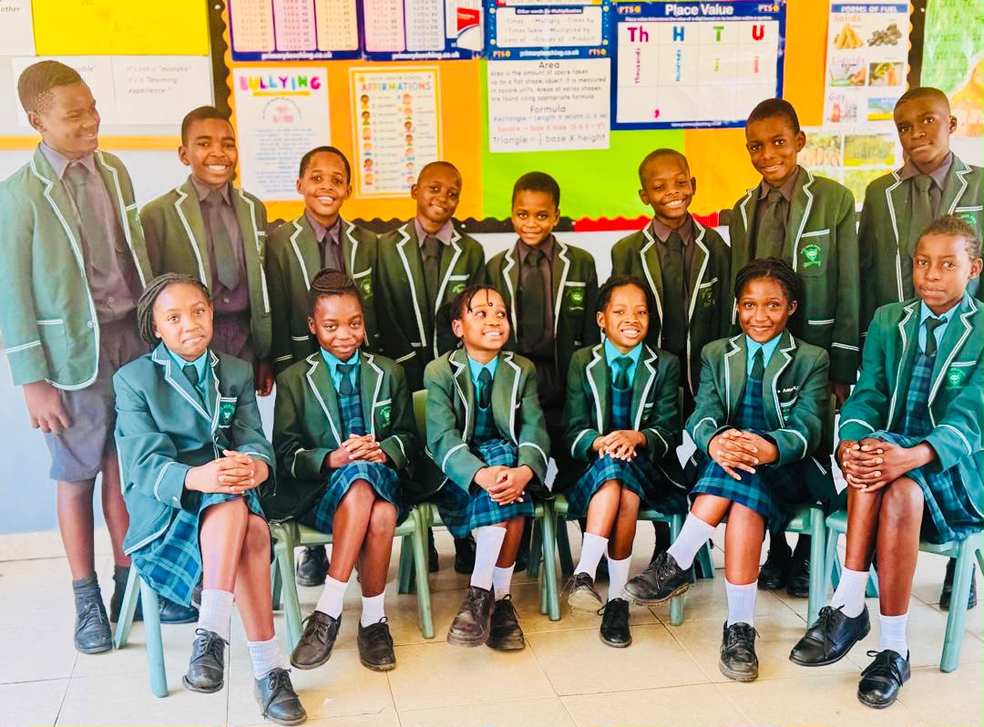 Senior pupils in school uniform
