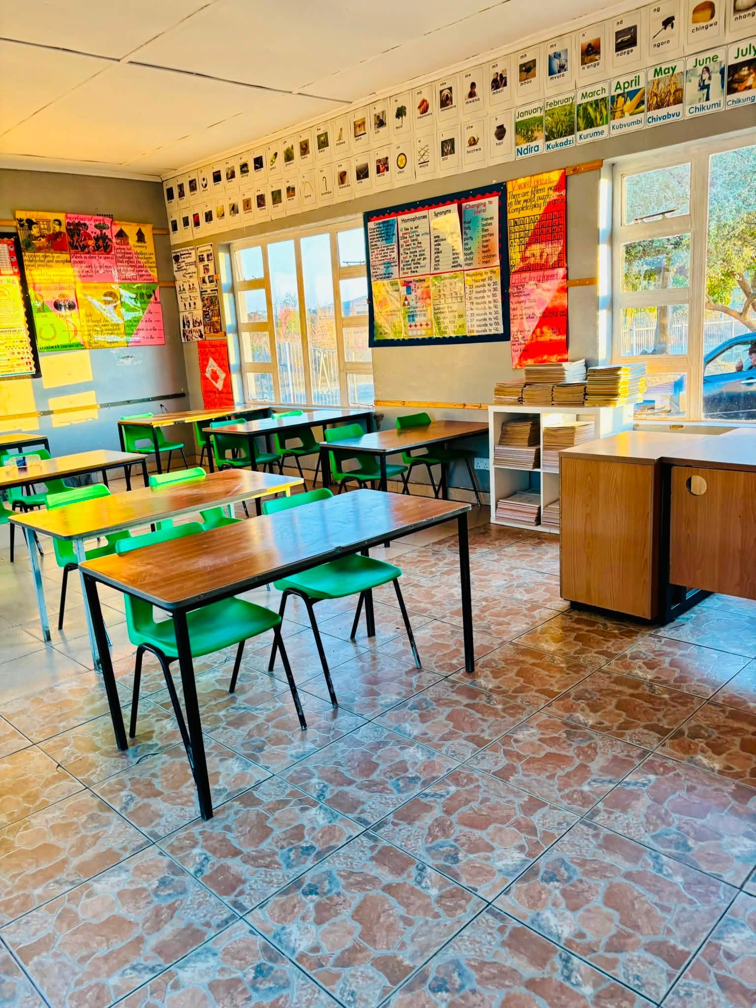 A sunlit classroom