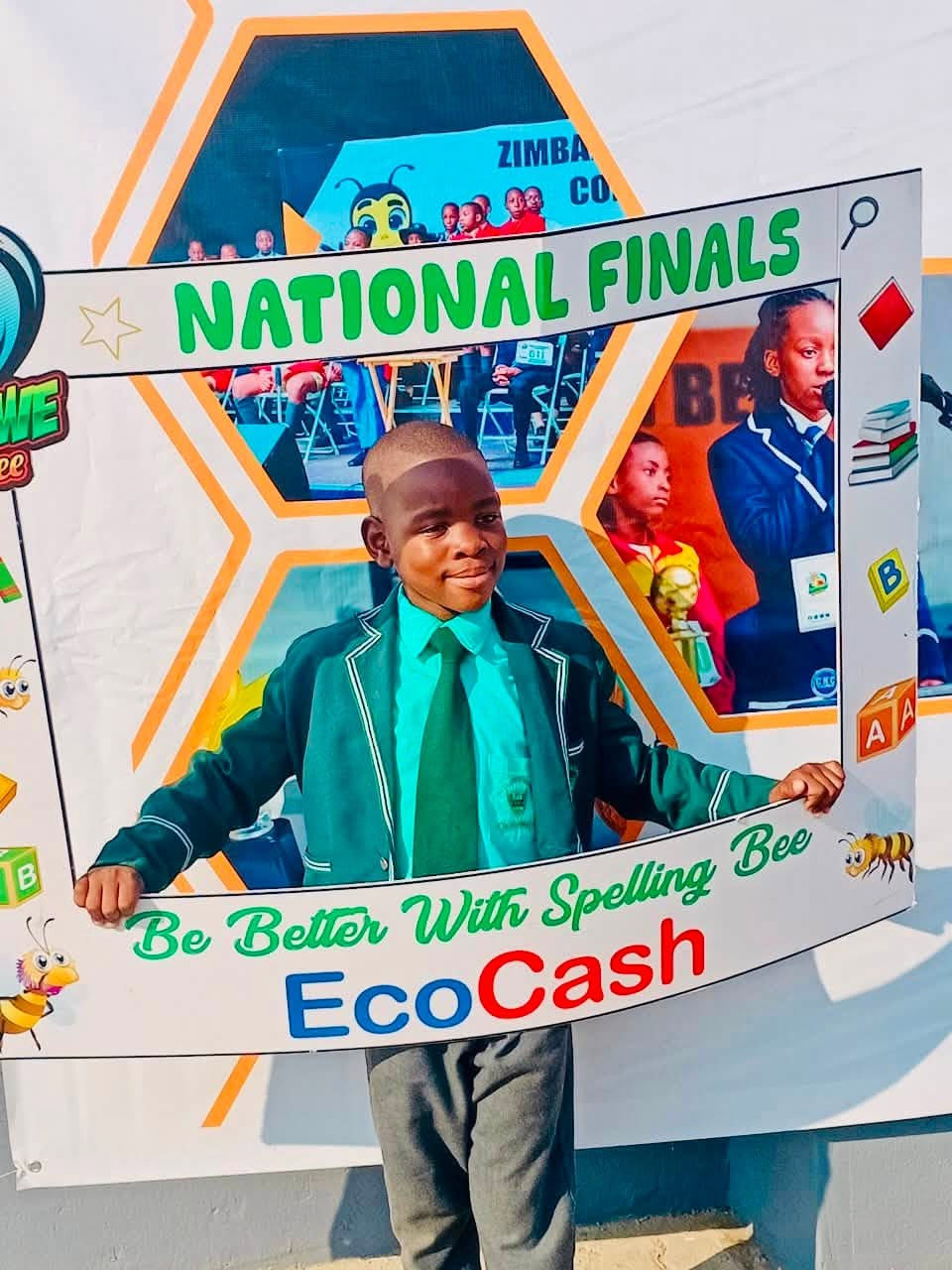 Hugh at the Zimbabwe Spelling Bee National Finals